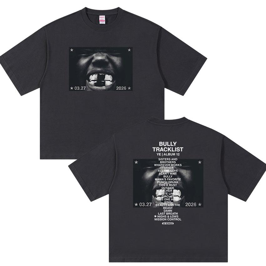 Nuovo Album Bully Kanye West Magliette Grafiche Unisex Hip Hop Pop Rap YK Maglietta a Maniche Corte Moda Retro Cotone Streetwear