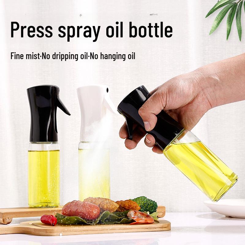 220ml Transparent Glass Oil Spray Bottle with Push-Type Dispenser