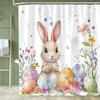 Paaseieren Douchegordijn, Schattig Konijn Bedrukt Badkamer Decoratief Douchegordijn, Stof Huis Gordijn met Haken