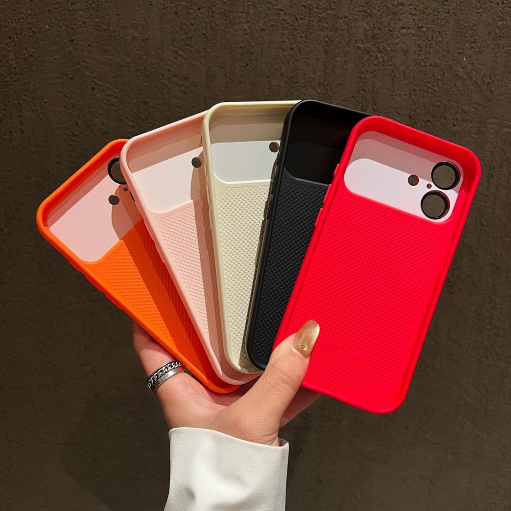 Luxury Drum Cortex Bulge Leather Texture Phone Case For iPhone 17 16 15 14 Pro Max Crystal Large Window Matte Shockproof Cover