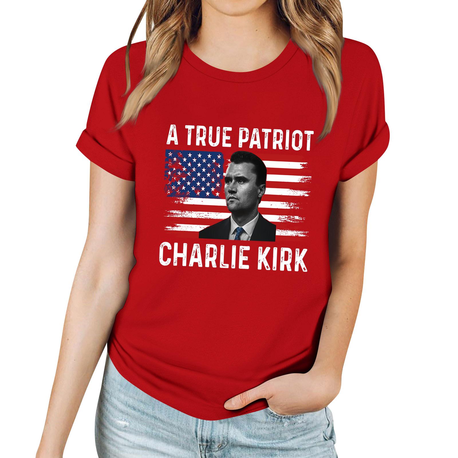 

Женская повседневная футболка с принтом, пуловер с круглым вырезом, топ с короткими рукавами M красный