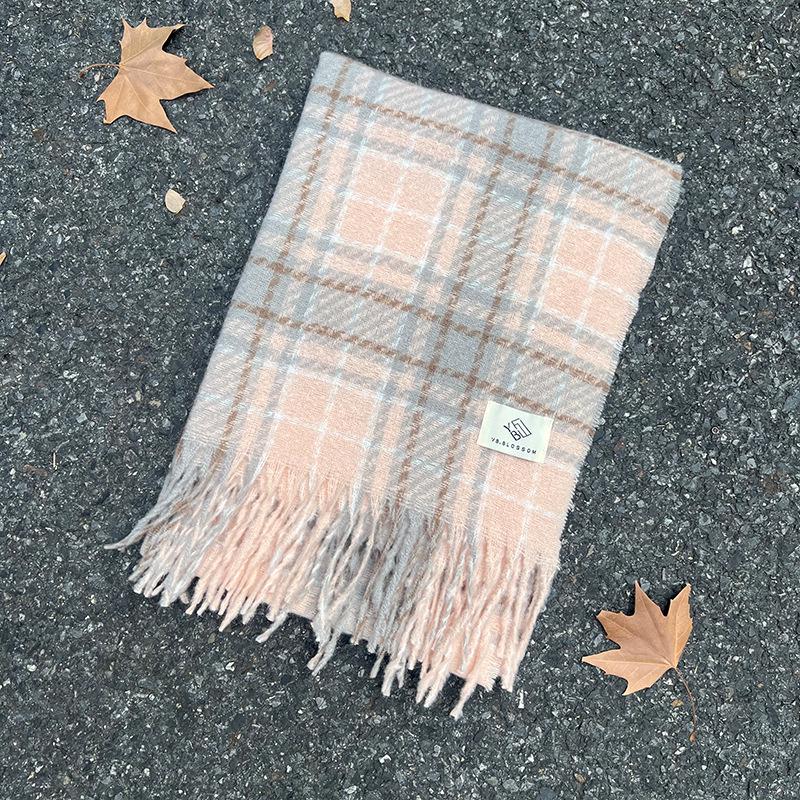 

Мохеровий картатий шарф у корейському стилі: Імітація кашеміру Тепла шаль та універсальний гетр для шиї на осінь та зиму. 40-230cm