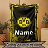 Personalizowany koc z nadrukiem Borussia Dortmund z imieniem, Dekoracja domu, Sypialnia, Sofa, Kemping, Kanapa, Prezenty na urodziny, Boże Narodzenie dla fanów