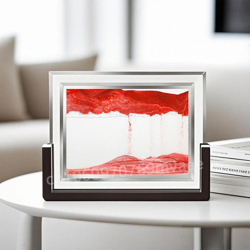 Walnut Wood Frame Sandscape Moving Sand Art Picture 3D Hourglass Quicksand Square Flowing Sand Painting Office Home Decor Gifts