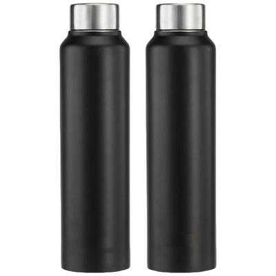Stainless Steel Water Bottle (Pack of 2) | BIS-Approved | 900ml (Matte Black)