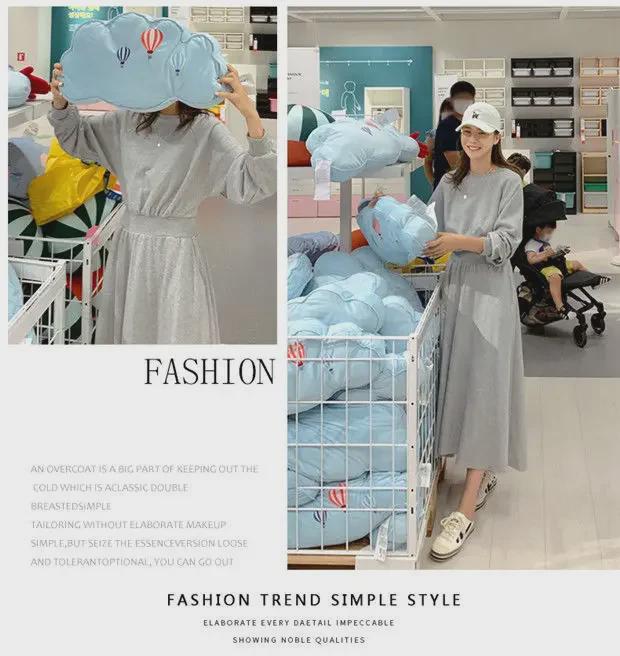 Korean Style Autumn/Winter Long Sleeve Waisted Sweater Dress for Women - Trendy Round Neck Design