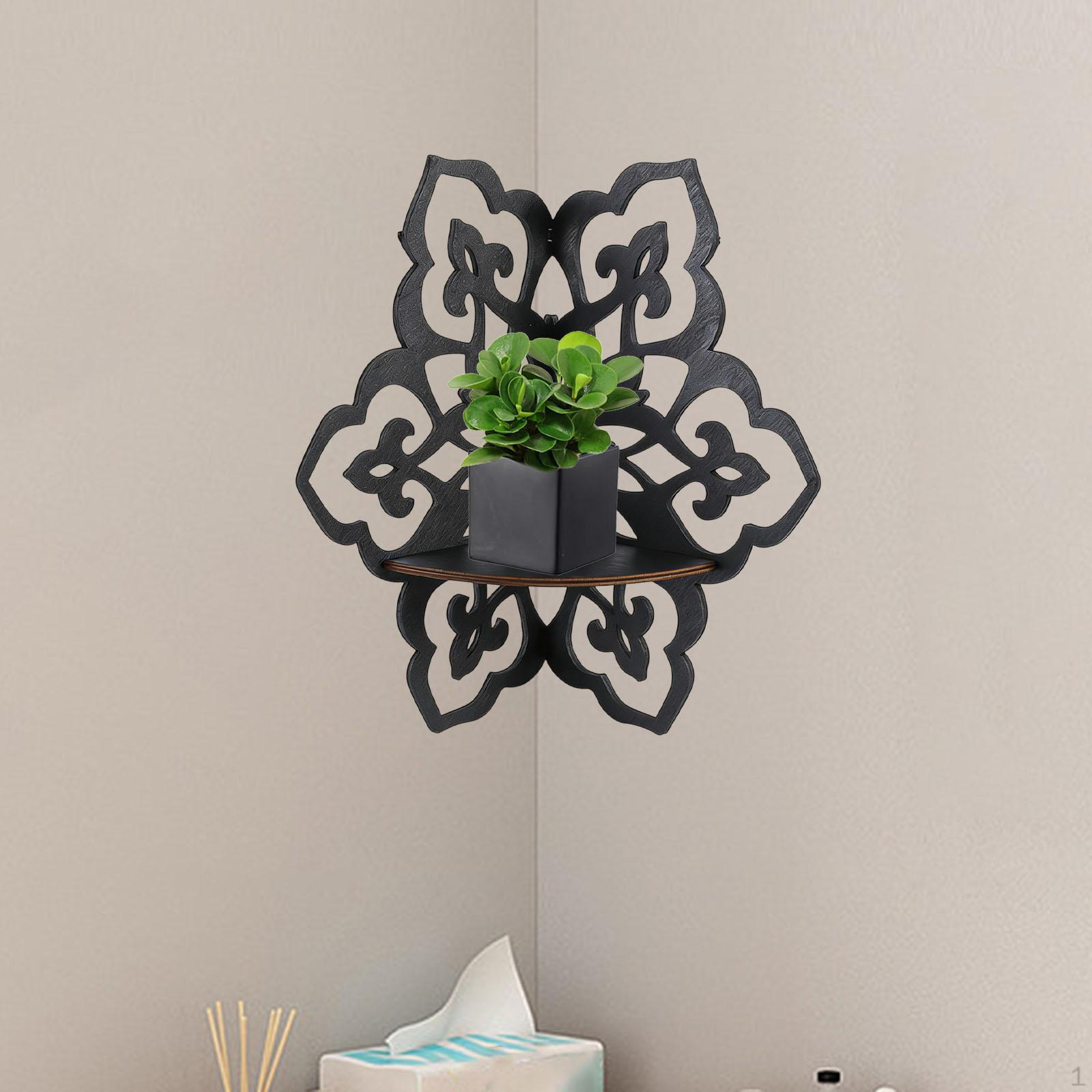 Decorative Wooden Corner Shelf for Small Plants, Photos, And Wall Speakers. Ideal Home, Office,