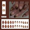 Textured 3D Zebras Pattern False Nail 24pcs Cats Eye Glitters Press On Nail Crystal Rhinestones French Style ABS
