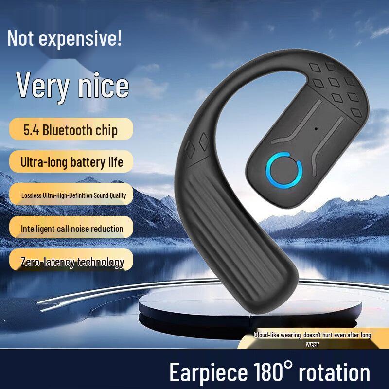 Left/Right Wearable Wireless Ear-Hook Bluetooth Headphones - Ultra-Long Battery, Non-In-Ear, High-Fidelity Sound (Model B01)
