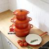 Enamel 4-Piece Cookware Set: Soup Pot, Stew Pot, Frying Pan, Non-Stick Pan for Home Use