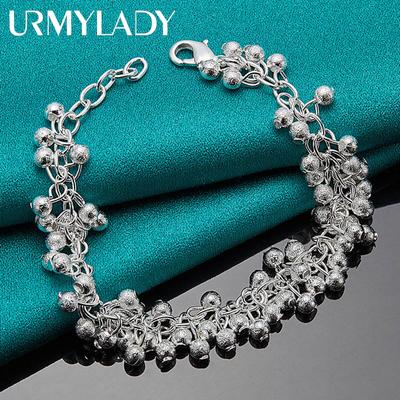 925 Sterling Silber Matte Traubenperlen Kettenarmband Für Frauen Hochzeit Party Modeschmuck