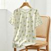 Women's Casual Short Sleeve T-Shirt Minimalist Green Leaf Print, Soft Comfy Summer Beach Tee, Perfect for Daily Wear & Work Commute