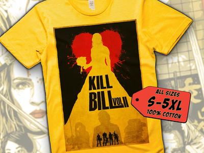 Kill Bill V14 T-Shirt Filmplakat-Druck Gelbes Shirt 100% Baumwolle Alle Größen S bis 5XL