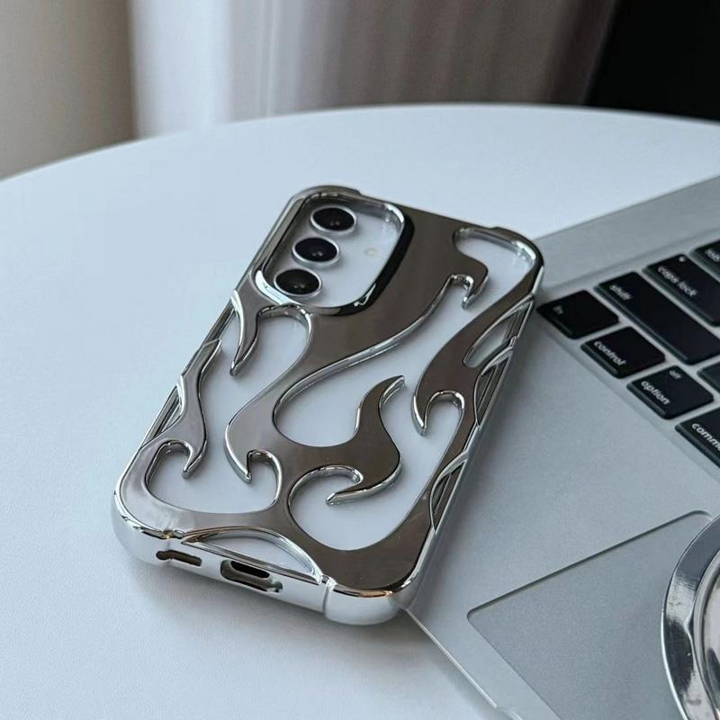 Funda suave de TPU con diseño de llama hueca para Samsung S25 Plus S24 Ultra S23 S22 A16 A06 A55 A15 A14 A54, mate, brillante, a prueba de golpes