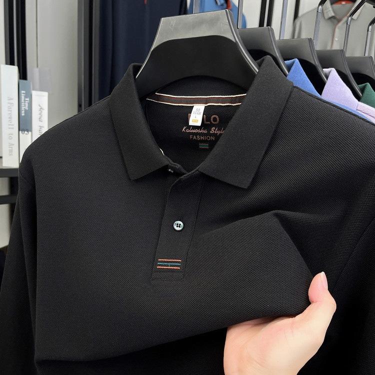Autumn 100 Pure Cotton Men'S Long-Sleeved T-Shirt Batch Solid Color Simple Business Fashion Polo Shirt