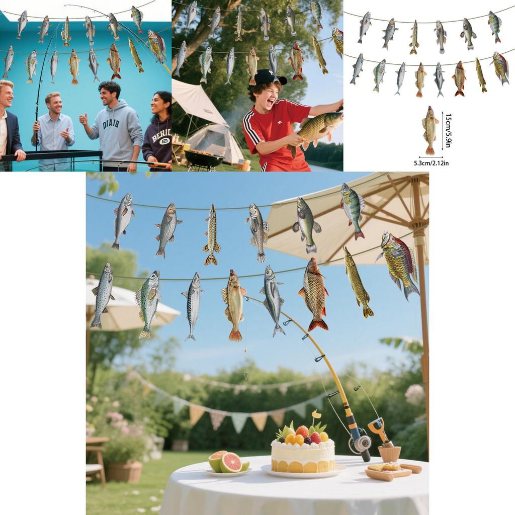 Fisch Party Banner zur Veranstaltungsdekoration Papier Zugflaggen für Feiern