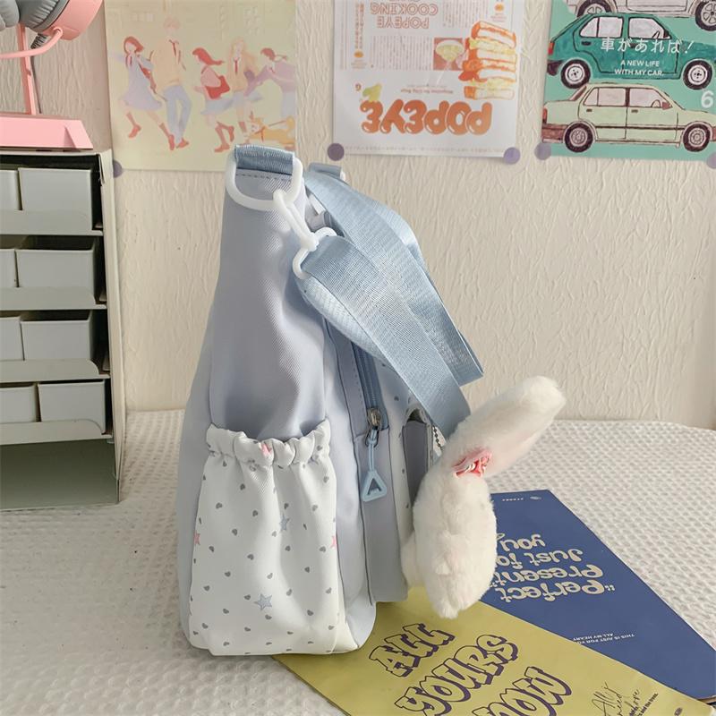 Women's Shoulder Bag Color Block Large Capacity Tote Bag Student Book Bag with Coin Purse