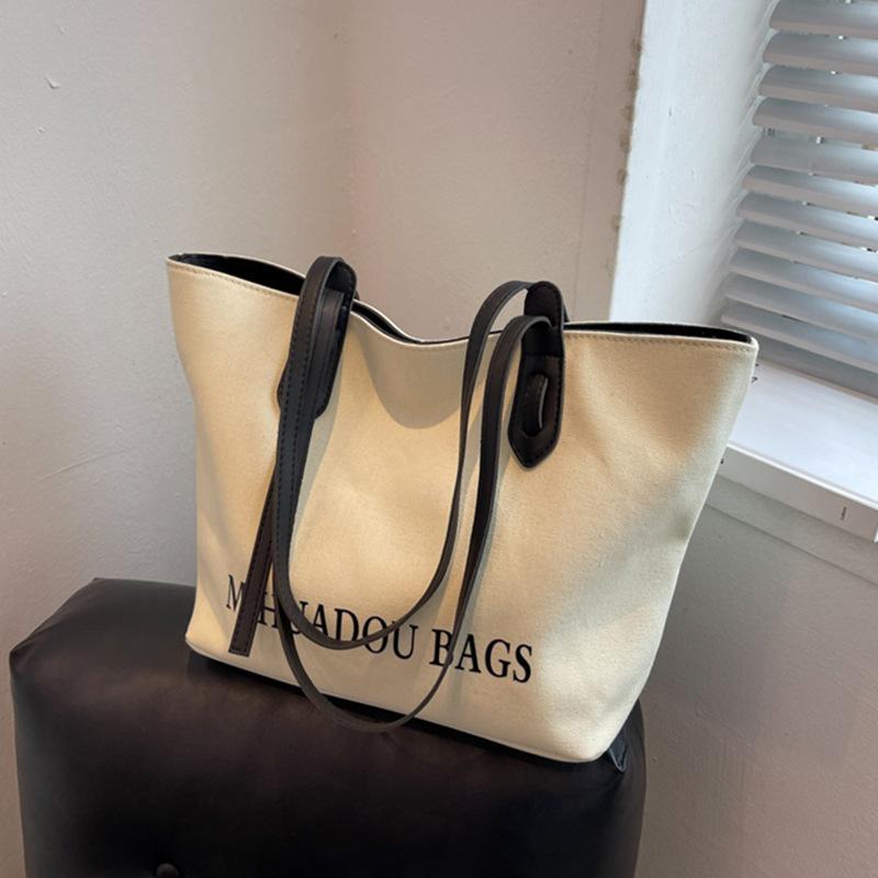 Tote Bag New Canvas Women's Bag Autumn and Winter Large Capacity High-end Shoulder Bag Commuter Bag