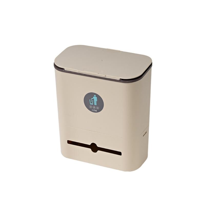 Wall Mounted Hanging Trash Bin with Sliding Lid Anti-odor Organization Box Accessory for Indoor Outdoor Traveling