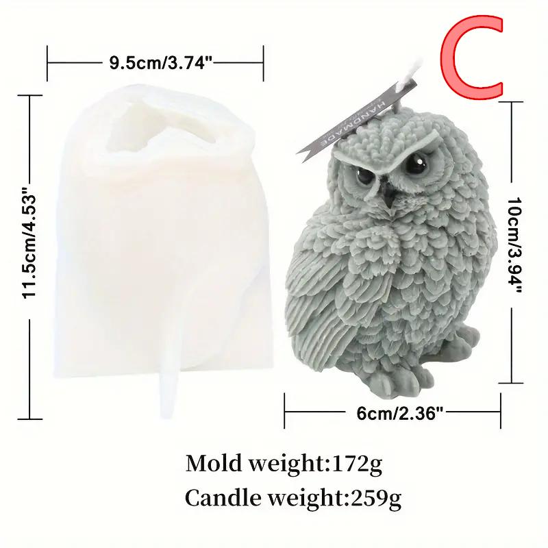 3D Owl Shape Candle Silicone Molds Making Resin Aromatherapy Candles Handmade Wax Soap Home Decor Craft