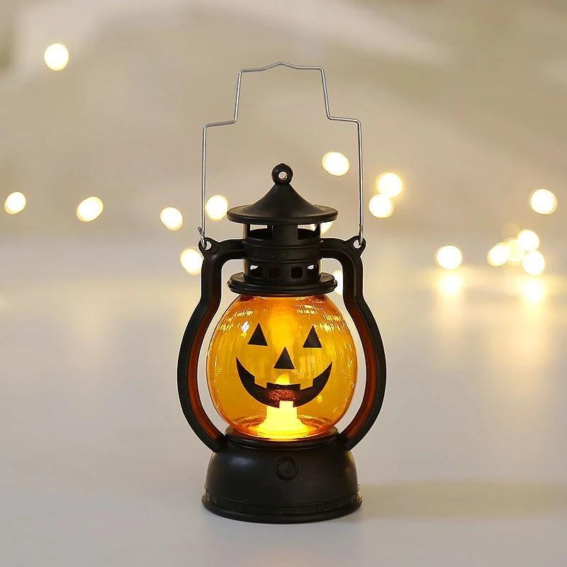 For Vintage LED Pumpkin Light Halloween Handheld Lantern Outdoor Decor for Camping Garden Haunted House Yard Table Lamp Supplies