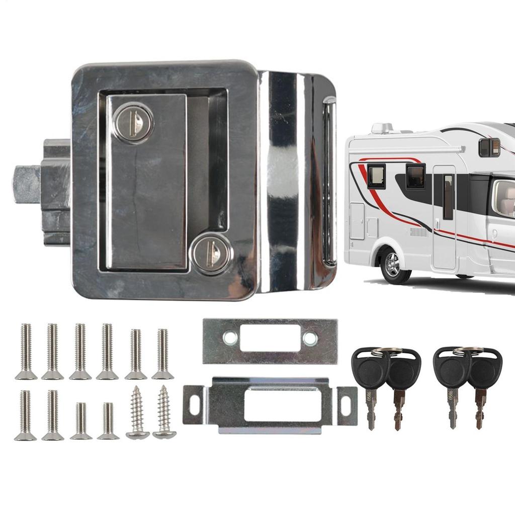 Rv Door Lock Heavy Duty Anti-Theft Metal With 2 Keys Travel Trailer Door Lock Replacement For Motorhome Hauler Campervan Truck