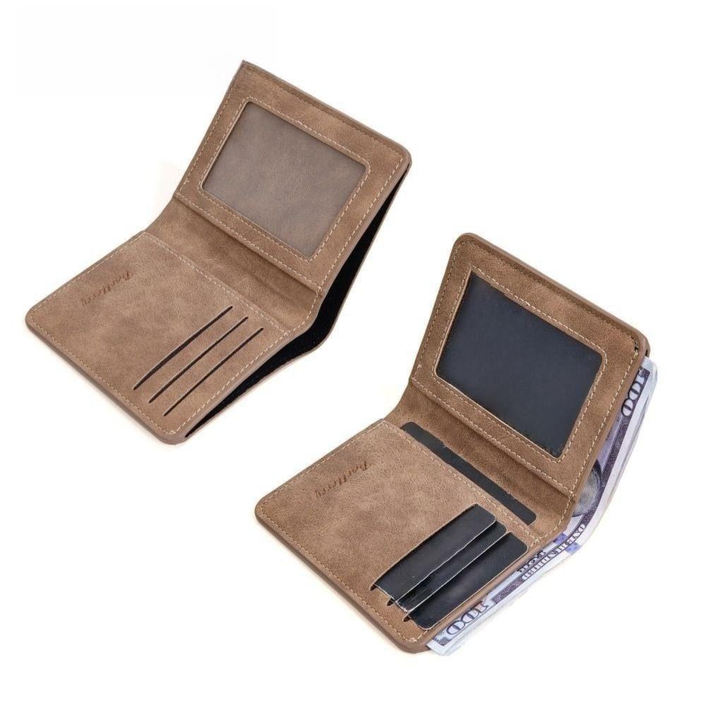 High Quality Sanded Leather Men Wallets Short Foldable Card Holder Coin Purse Men