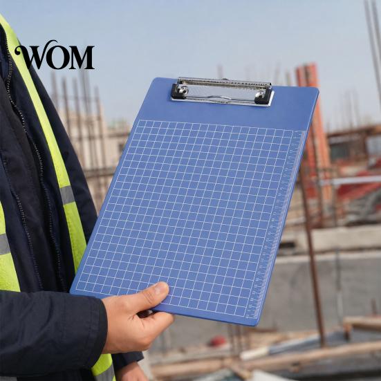 Office Supply Clipboard with Scale A4 File Folder, Reinforced Metal Clip And Clear Durable Folder Ruler, Portable Document Writing Pad, for