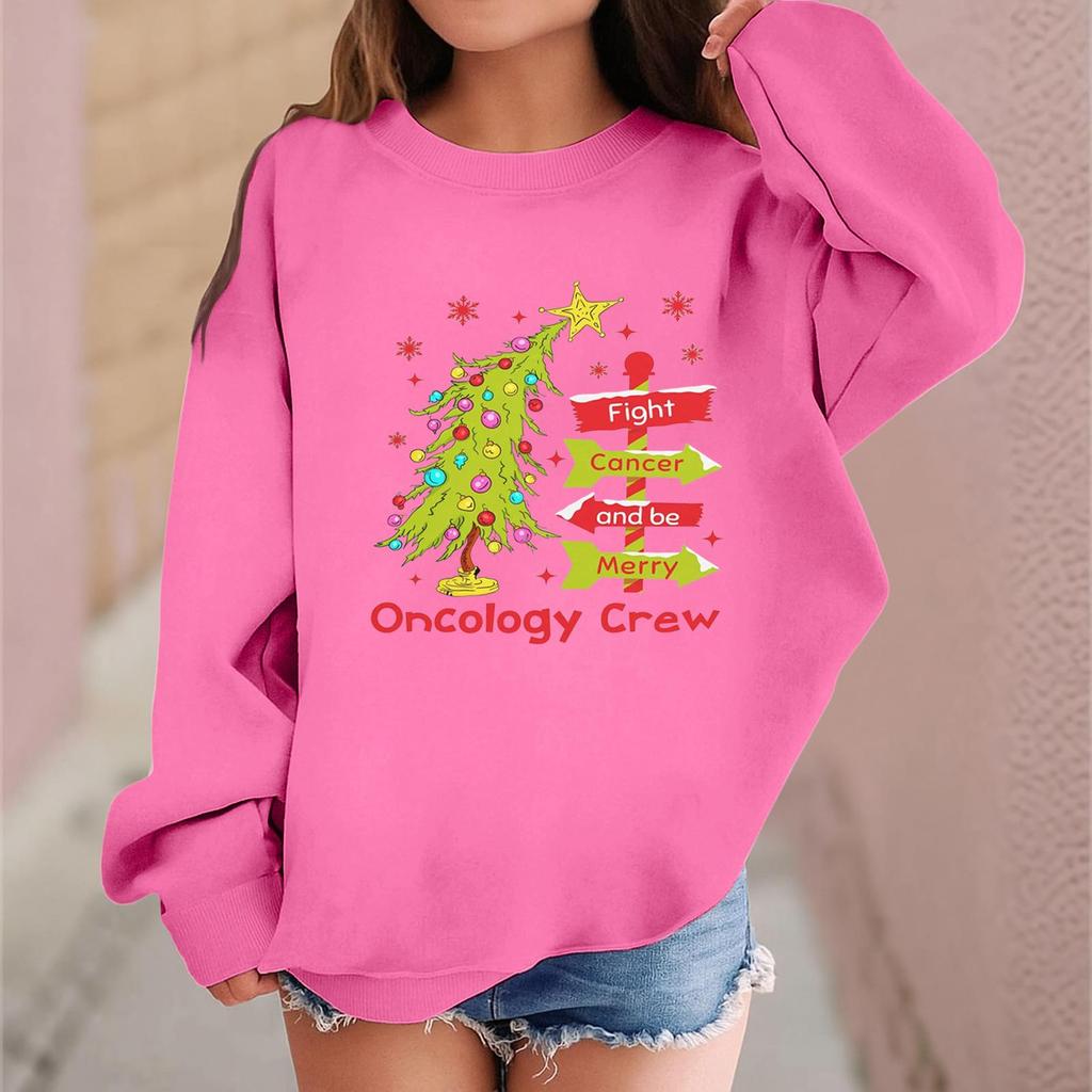 Children's Fashionable Casual Long-sleeved Loose Christmas Print Pullover Sweatshirt