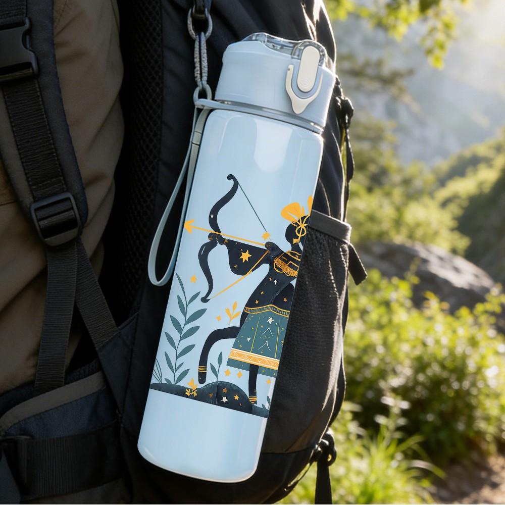 1PC Archer Lady Illustration 750ml Color Plastic Sports Water Bottle Leakproof Flip Straw Lid Suitable for Sports Office Home Use