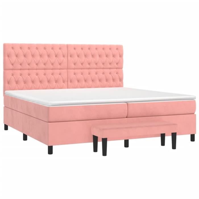 3138048 vidaXL Lit à sommier tapissier avec matelas Rose 200x200 cm Velours