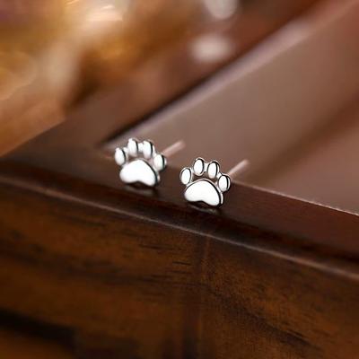 925 Silver Needle Mini Paw Animal Stud Earrings For Women Party Classic Fine Jewelry Minimalist Accessories