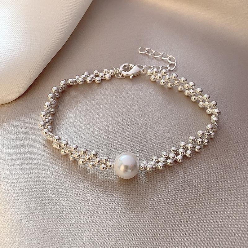 2025 Trendy Pearl Zircon Flower Bow Bracelet: Women's Chic, High-End, Versatile Design