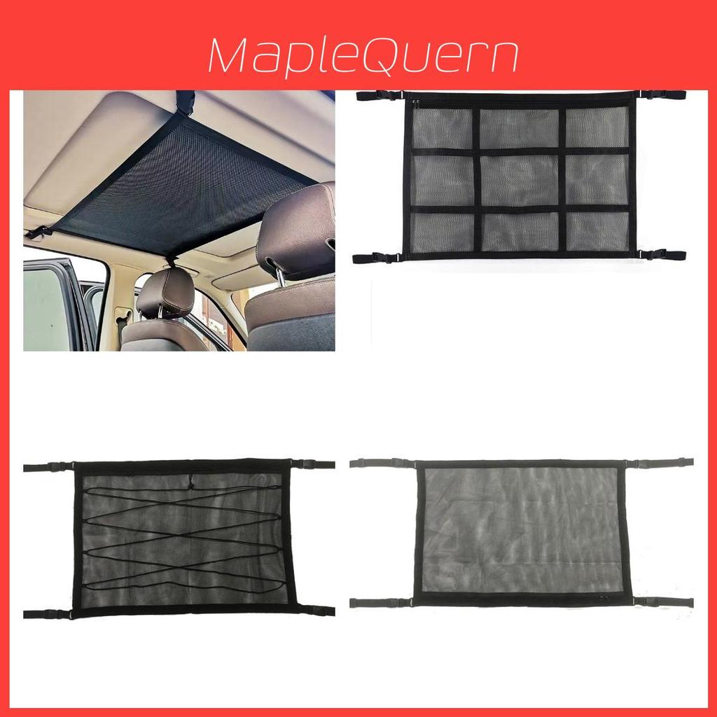 Car Top Storage Net For Organizing Auto Accessories Black Double-layer Cross Weave Style
