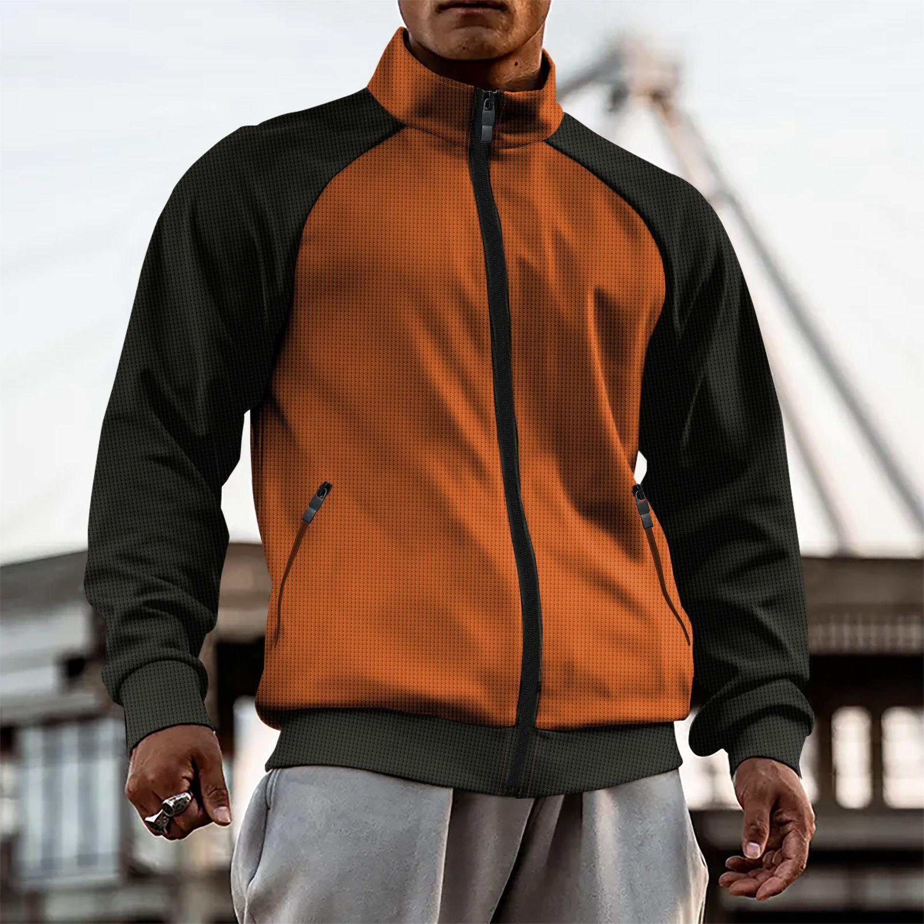 

Осенняя новая мужская куртка с высоким воротником, цветной блокировкой, молнией на плечах, рукавами, молнией, кардиганом XXXL