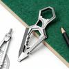 Lightweight 9-in-1 Stainless Steel Keychain Features Protractor Ruler for Easy Outdoor Access