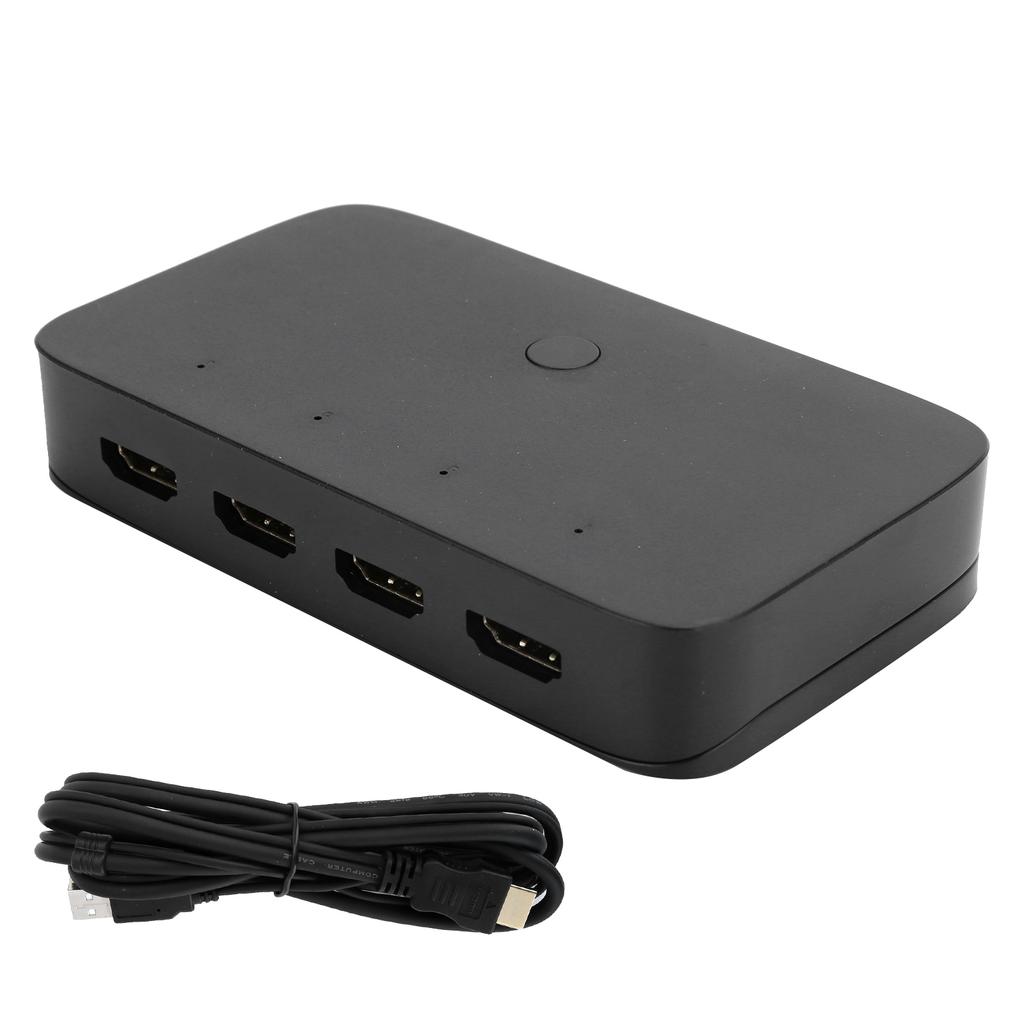 4-Port Switch Schwarz HD Video Elektronischer Adapter HDMI KVM 3840 x 2160 bei 30Hz 10Gbps