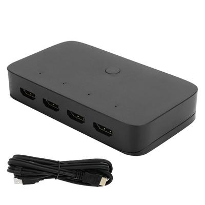 4‑Port Switch Black HD Video Electronic Adapter HDMI KVM 3840 X 2160 At 30Hz 10Gbps