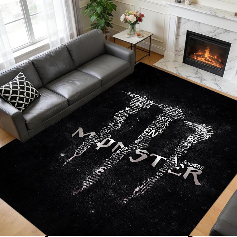 Monster Energy Druck Kristall Samt Plüsch Teppich Anti?Slip-Verschleiß?Robuster Bodenbelag Teppich für Innenbereich Haushalt Heimdekoration