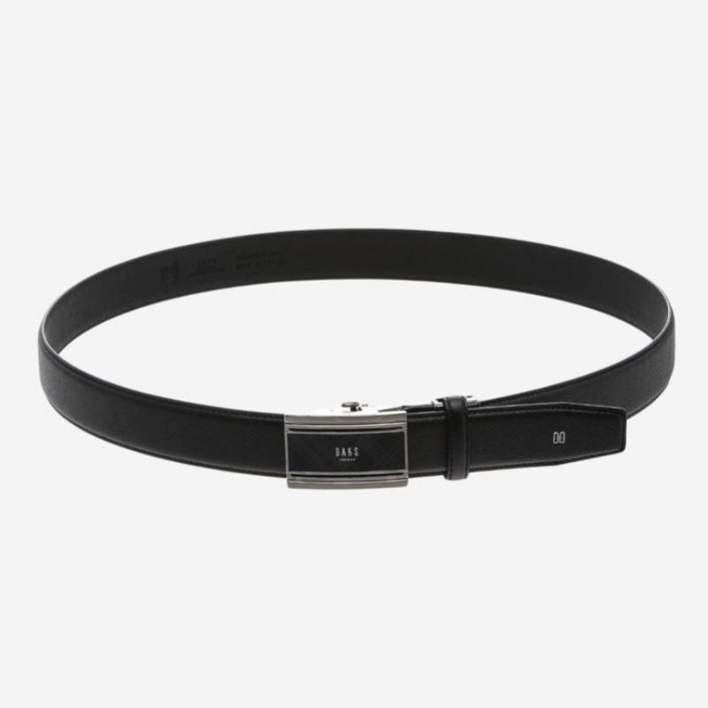 Daks Black Check Pattern Crystal Buckle Leather Automatic Belt Dbbe6e784bk