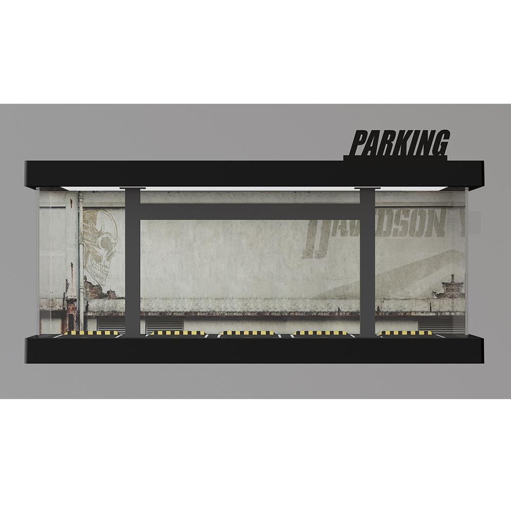 1/64 Vijf Auto Parkeergarage Miniatuur Scène Model Legering Auto Model Opslag Display