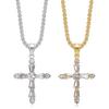 Creative New Stainless Steel Gold-Plated Inlaid Irregular AAA Zircon Cross Pendant