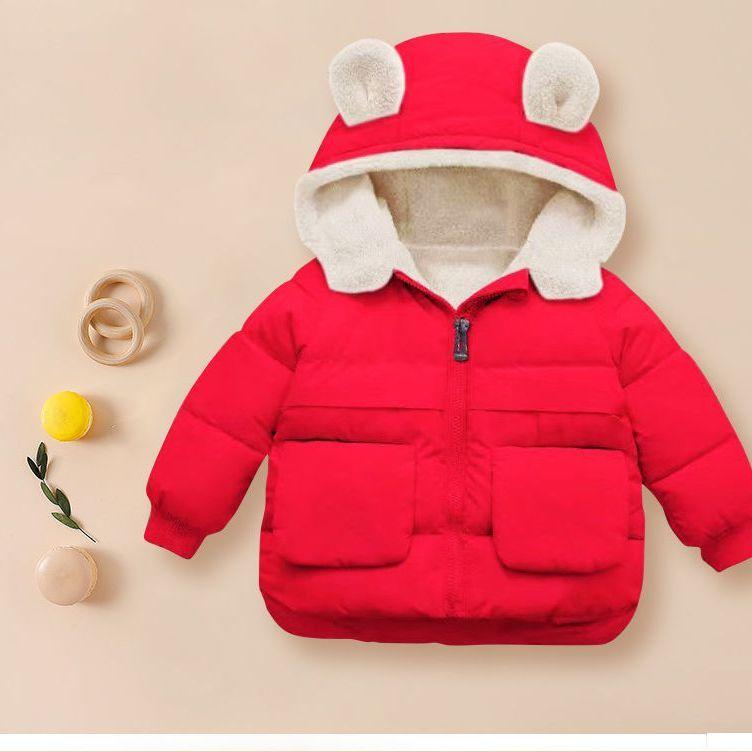 Autumn Winter Warm Outerwear Girl Boy Hooded Lamb Fleece Down Jackets Casual Jacket Children Clothes Baby Thicken Coats