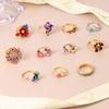 Mori Enamel High-grade Zircon Color Ring Adjustable Niche Design Flower Ring Open Ring