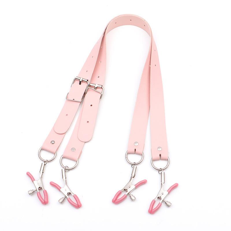 Adjustable Labia Spreader Straps with Clamps Breast Nipple Clip Vagina Stimulator BDSM Adult Bondage Restraints Couples Sex Toys