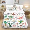3Pcs Cartoon Cute Color Dinosaur Print Coreless Down Duvet Cover Set, Multi Size Bedding Decoration, Machine Washable