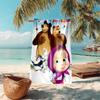 Fairy tale cute cartoon Masha and the Bear beach towel, outdoor camping beach towel for vacation swimming, outdoor pool, absorbent bath towel, H3