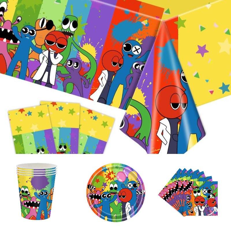 Rainbow Friends Party Supplies Tableware Balloons For Kids Birthday Decor