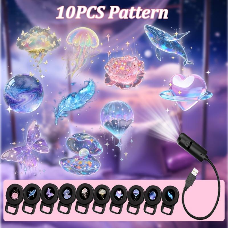 LED USB Projektorlicht 3/6 Stück Projektionsmuster - Verstellbar Wal Schmetterling Qual Seestern Nachtlicht Festival Geschenk