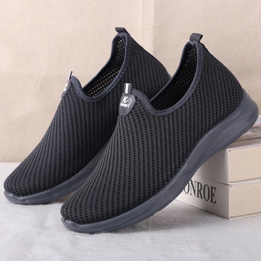 Heren Modieuze Effen Geweven Gebreide Hardloopsneakers Schoenen voor Sportliefhebbers, Lichtgewicht